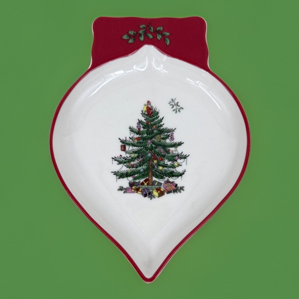 SPODE Christmas Tree Heart Shaped Nut Candy Trinket Dish 5"X7" S3324-A14